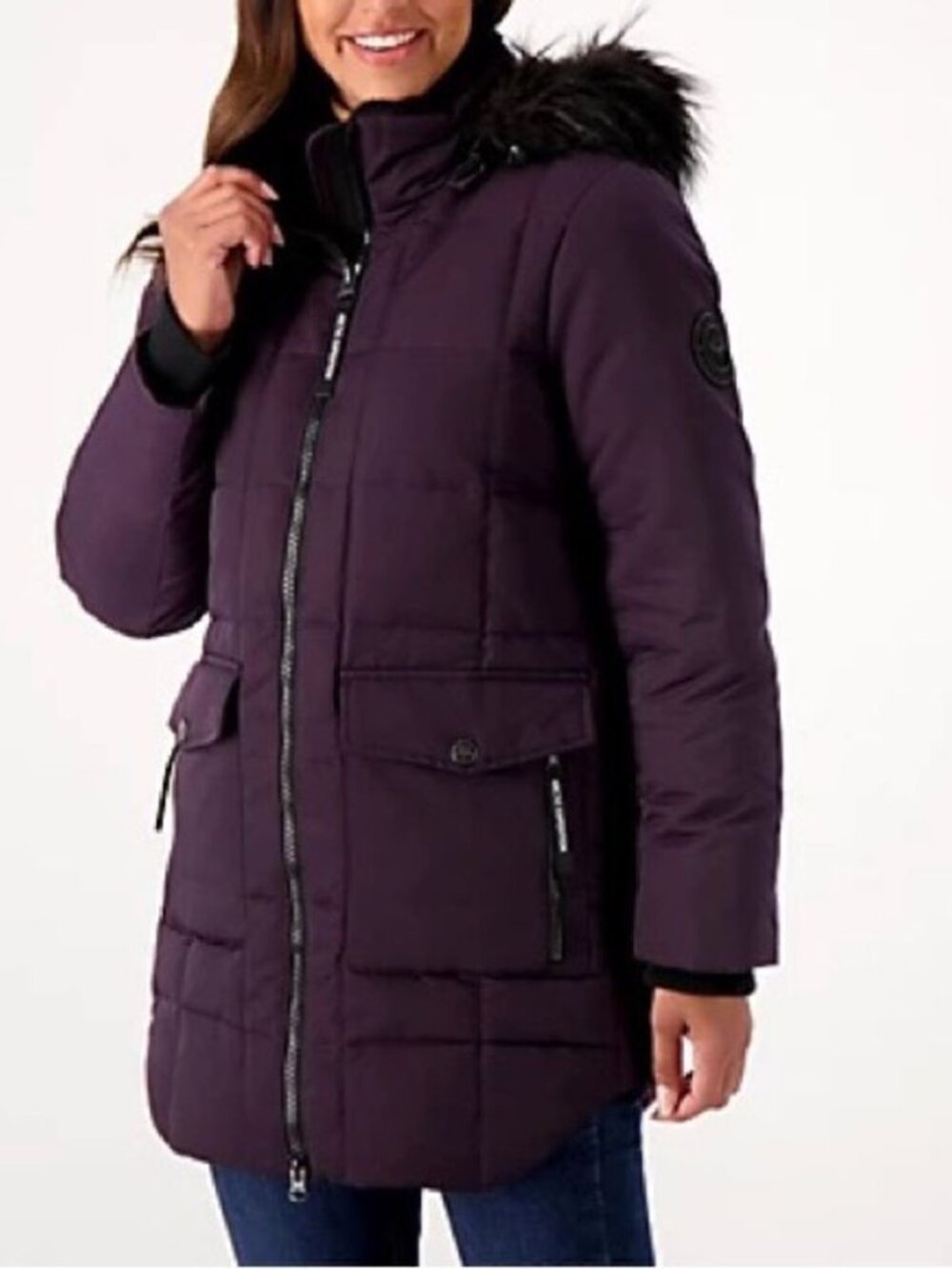 Arctic Expedition Square Quilting Curved Hem Down Parka Coat